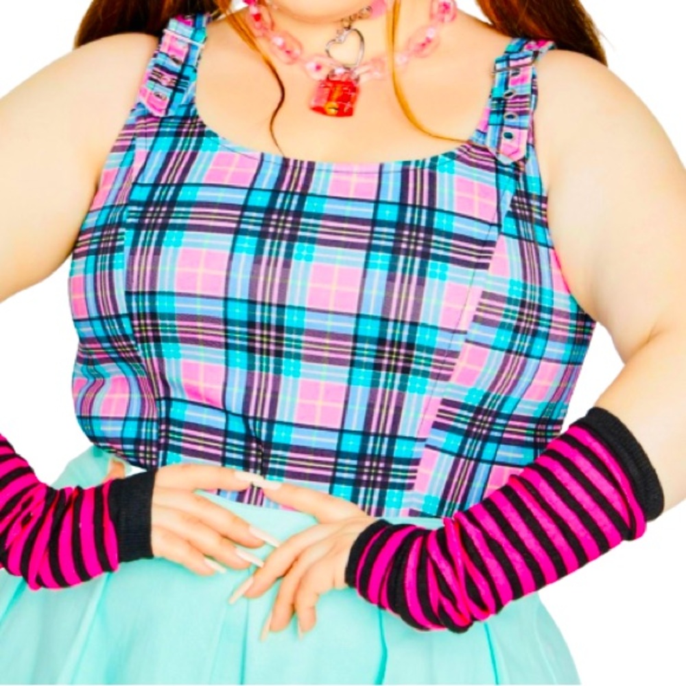 NWT PLUS “Mistakes and Heartbreaks” Plaid Corset Top!